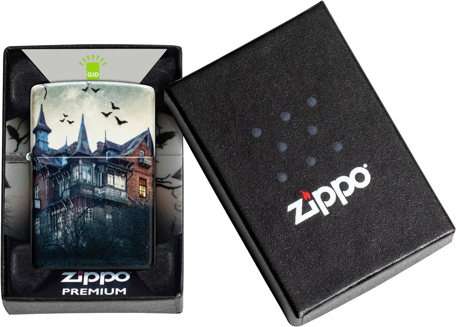 Zippo Lighter - Customized Message Haunted House - Glow-in-The-Dark Green 48922