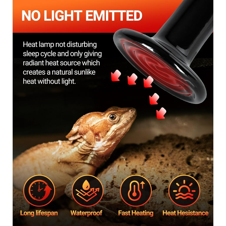 ECOSUB 60W Ceramic Heat Emitter, Reptile Heating Lamp, Pack