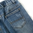 thumbnail image 4 of KIDSCOOL SPACE Baby Girl Boy Jeans,Little Kid Elastic Band Ripped Fold Decor Denim Pants,Light Blue,18-24 Months, 4 of 6