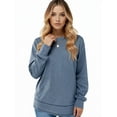 thumbnail image 6 of Aiyino Sweatshirts for Women Crewneck Long Sleeve Shirts Tunic Tops for Leggings，Blue XL, 6 of 9