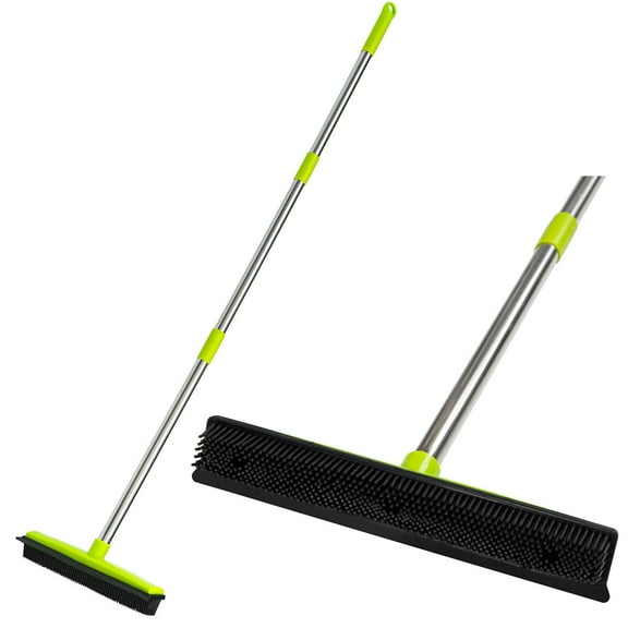 CGACOL Pet Hair Removal Rubber Broom Carpet Rake with Squeegee Floor Brush for Carpet