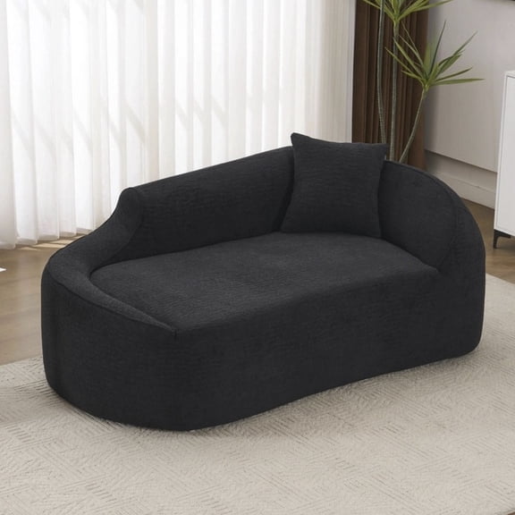 HUTWIFE 68'' Modern Chenille Curved Boneless Cloud Loveseat Couch for Apartment Living Room Bedroom, Black