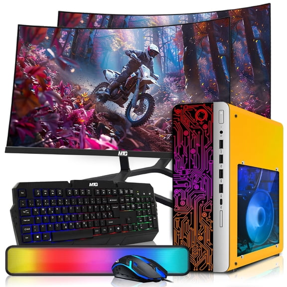 Restored HP Desktop Computer PC Phoenix Intel i5, 16GB RAM, 512GB SSD, RGB KBM with AI Copilot, WiFi, RGB Soundbar, Windows 11