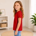 thumbnail image 5 of Girls Short Sleeve T Shirts Kids Summer Basic Tee Crewneck Cute Tops Red,9-10 Years, 5 of 6