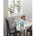 thumbnail image 4 of Teal Red Coastal Suqare Tablecloth - 54 x 54 Inch, Beach Nautical Sea Turtle Coral Starfish Vintage Waterproof & StainResistant Tablecloth, Washable Oil-proof Table Cover for Dining/Party/Wedding, 4 of 9