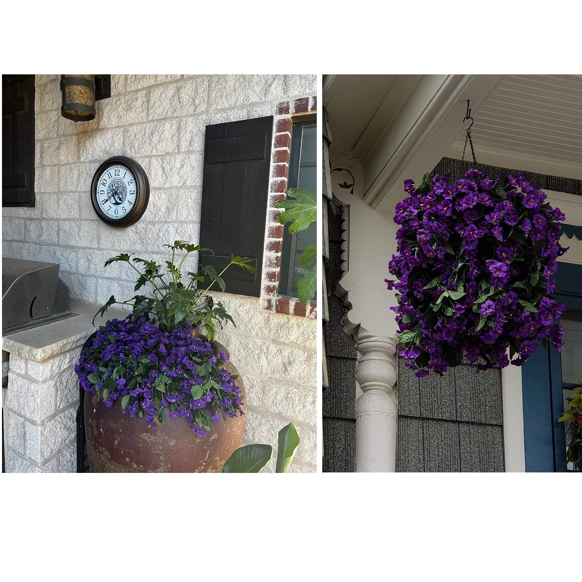 Artificial Fake Hanging Flowers Plants,2PCS Faux Silk Morning Glory Trailing Vines for Outdoor Decoration