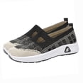 thumbnail image 2 of BRGZLK Women's Orthopedic Walking Shoes Trendy Novelty Hollow Out Lightweight Loose Fit Casual Mesh Slip On Flats Woven Breathable Soft Sole Sneakers Black 5.5, 2 of 8