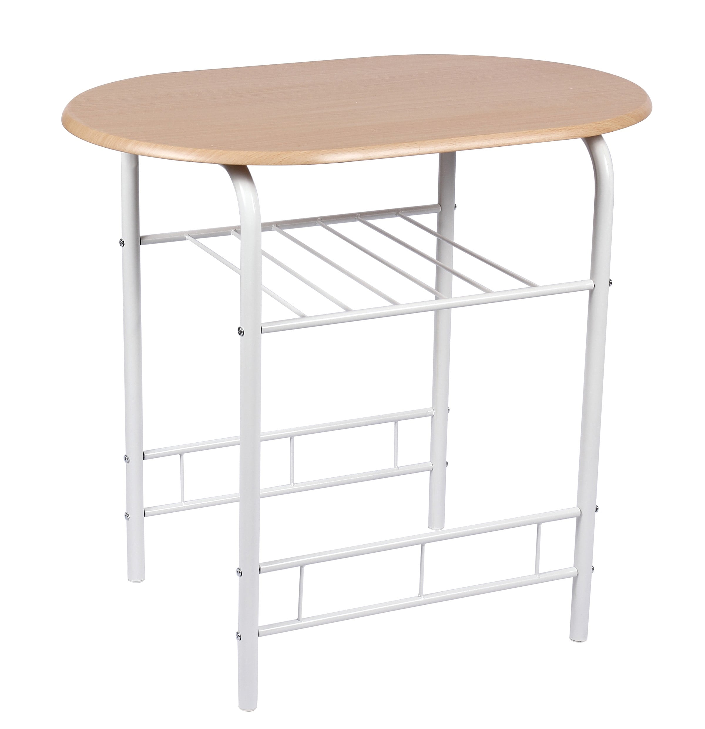 Mainstays 3-Piece Metal Wood Dining Set, White and Beech Color for Indoor