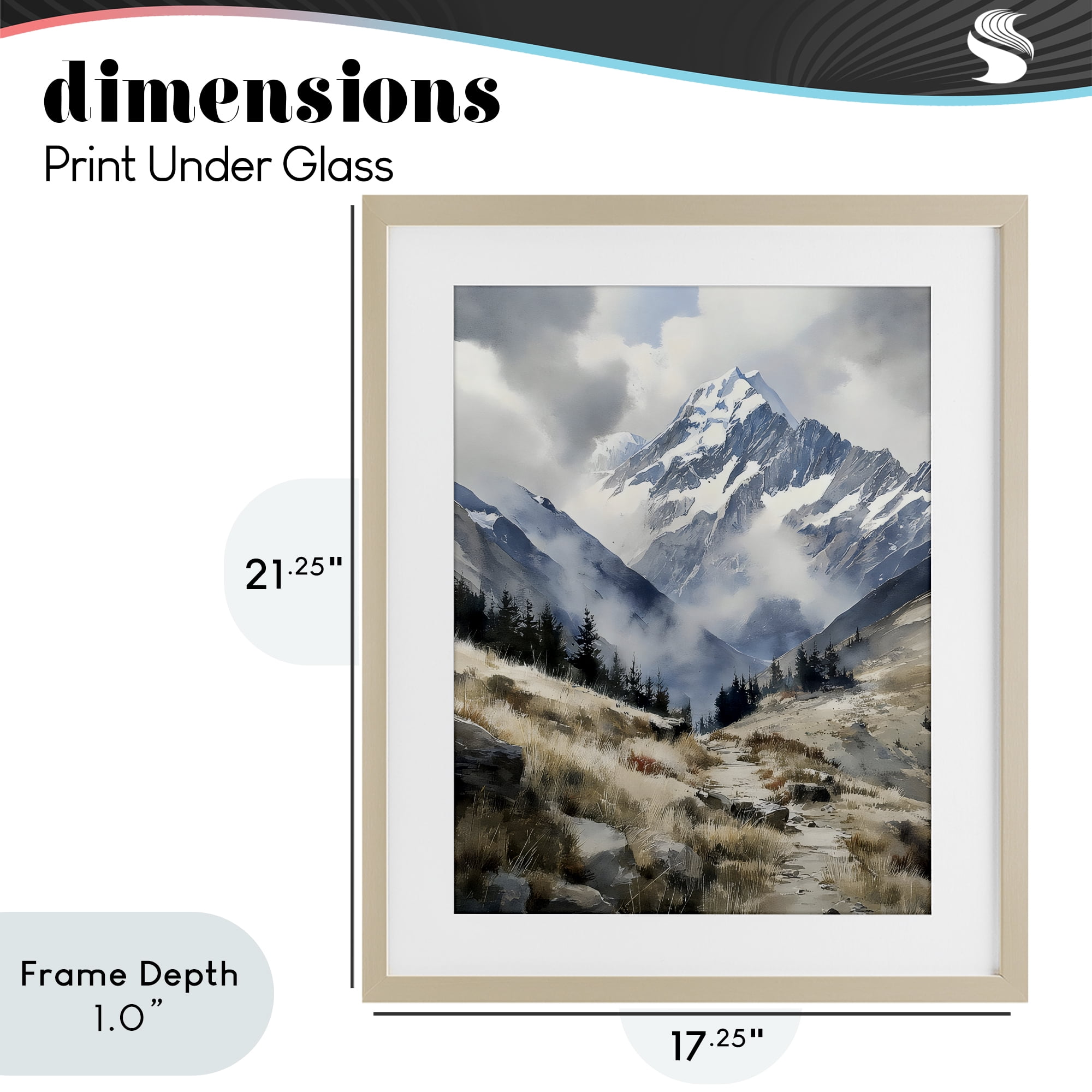 Stupell Industries Snow Caps Mountain Peaks Birch Framed Print Under Glass, design by Franklyn Gregory
