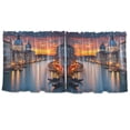 thumbnail image 7 of Yayeee Kitchen Curtains Tier Set of 2 Light Filtering 57"x24" Over Sink Window Panels, Sunset Boat House Pattern, 7 of 7