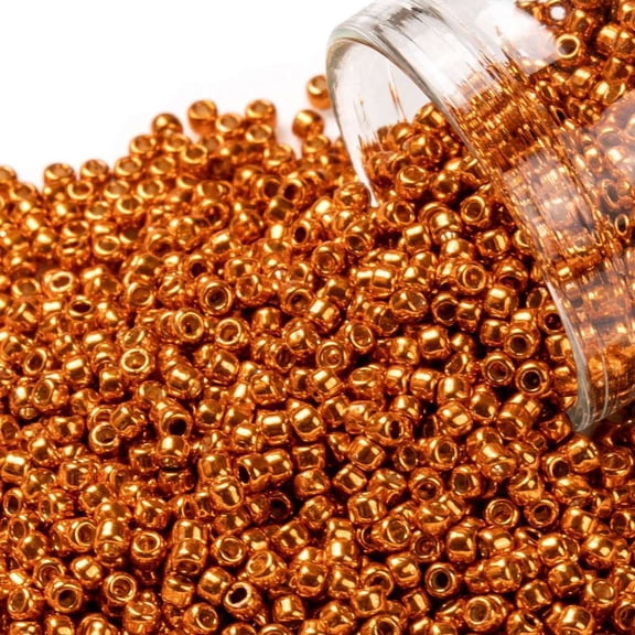 TOHO 11/0 Round Beads Japanese Seed Beads (PF562) PermaFinish Burnt Orange Metallic 11/0 2.2mm Hole: 0.8mm 1110pcs/10g