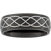 Angle View: 7.8mm Celtic Weave Design Band in Black Stainless Steel