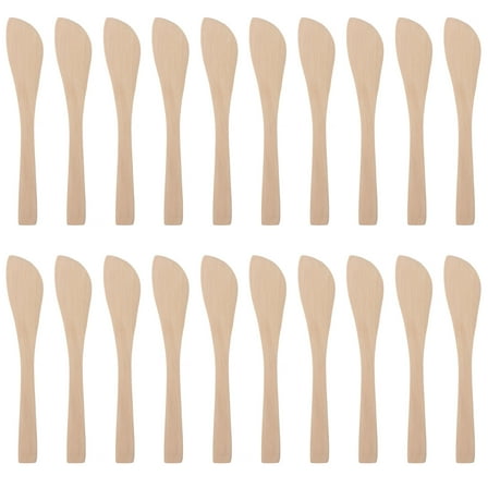 Topbathy Beige Wooden Kitchen Tools Set for Dumpling Filling Spoon and Jam Spreader, Natural Wood, 20Pcs