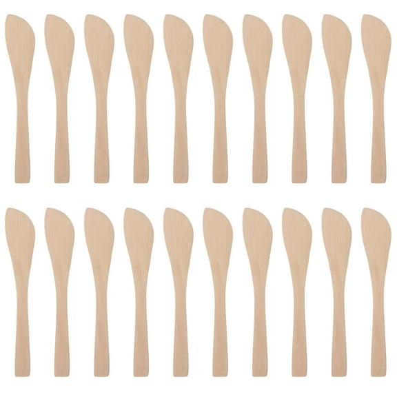 Topbathy 20-Piece Beige Wooden Kitchen Utensil Set with Dumpling Filling Spoon and Jam Spreader, Natural Wood Tools