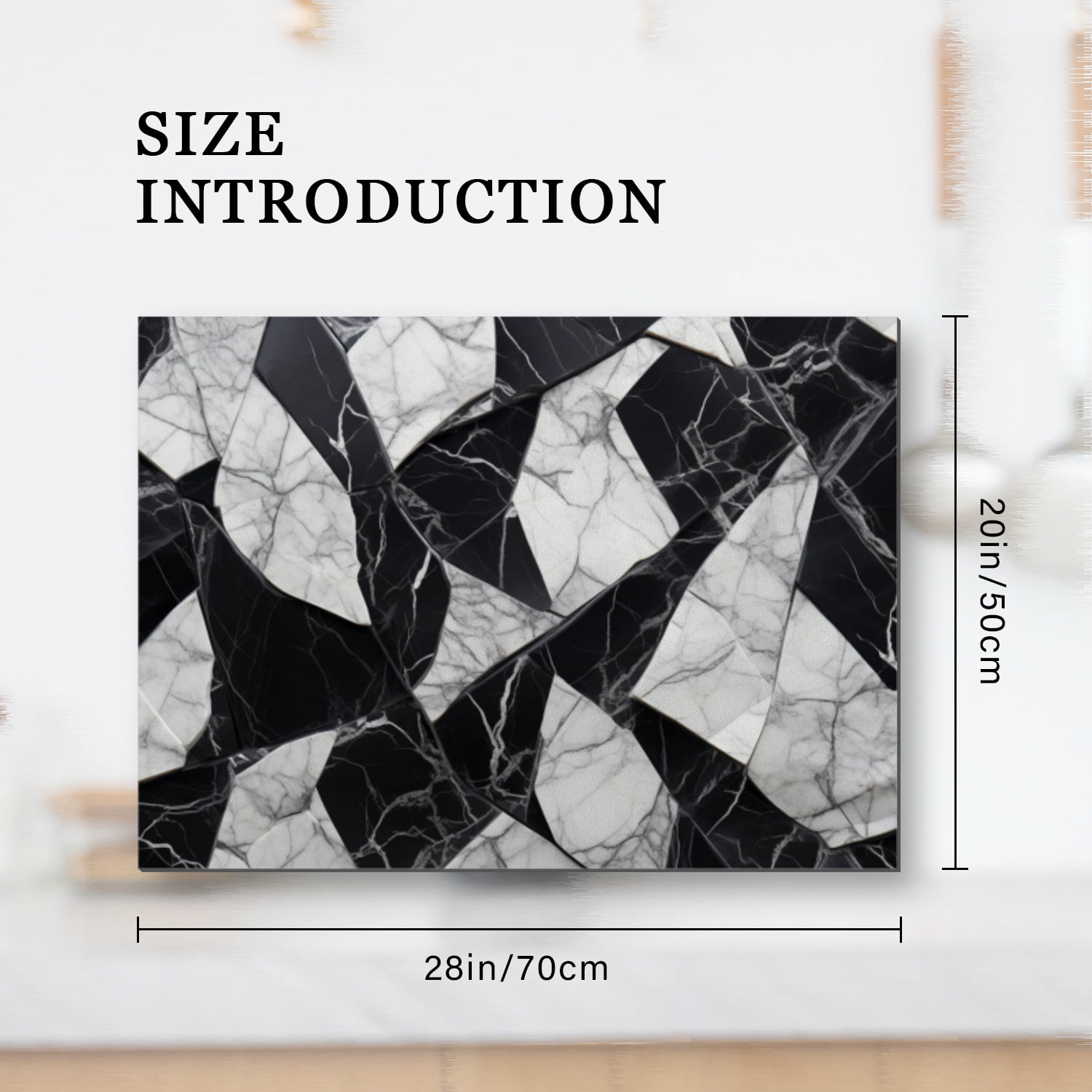 Glass Stove Top Covers for Electric Stove, Abstract Black and White Marble Pattern Stovetop Covers, Square Scratch-Resistant Mat for Kitchen RV (28×20 Inch)