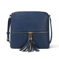 thumbnail image 2 of EnJoCho Ladies Fashion Solid Color Leather Large Capacity Adjustable Shoulder Belt Double Zipper Versatile Single Shoulder Tassels Messenger Bag Trendy Casual Crossbody Bags for Women Clearance, 2 of 7