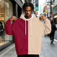 thumbnail image 6 of Men's Half and Half Split Color Hoodie Pullover Sweatshirt, Two Tone Color Block Drawstring Hood Kangaroo Pocket Long Sleeve Athletic Streetwear Outdoor Casual Hooded Top Wine XL, 6 of 6