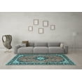 thumbnail image 3 of Ahgly Company Indoor Square Medallion Light Blue Traditional Area Rugs, 4' Square, 3 of 4