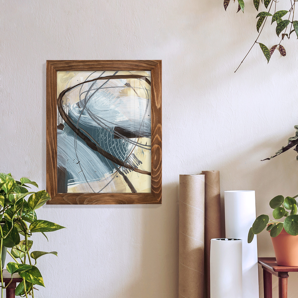 Winding Around II - Framed Print w/glass - Walnut