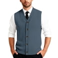 thumbnail image 3 of Men's Button Down Sweater Vest Lightweight Ribbed Knitted V-Neck Sleeveless Cardigans Knitwear, #01 Navy, XL, 3 of 7