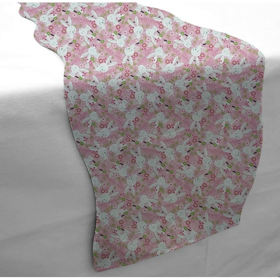 Happy Easter Bunny Table Runner by Penny's Needful Things (3 Feet Long - SCALLOPED)