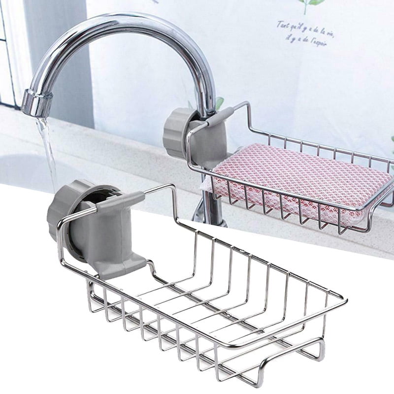 Kitchen Sink Faucet Drain Rack Sponge Soap Cloth Storage Holder Shelf Organizer 