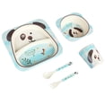 thumbnail image 1 of Juego de vajilla de fibra para niños, serie de viñetas de animales de bambú, protección del medio ambiente, plato dividido para bebé, juego de cinco piezas, 1 of 5