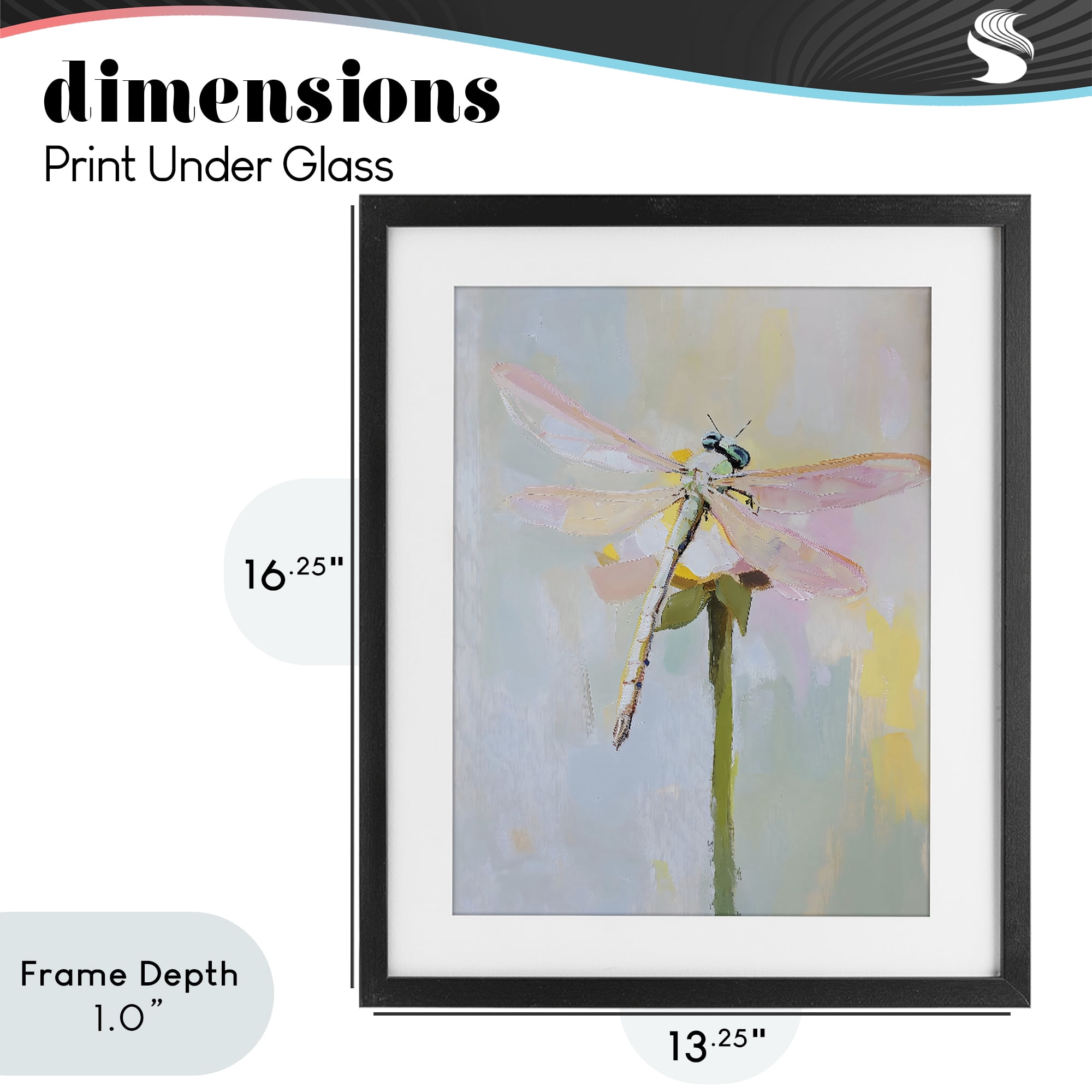 Stupell Industries Pastel Dragonfly Landing Black Framed Print Under Glass, design by The Prints Vibe