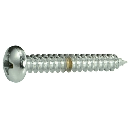 

#10 x 1-1/4 Chrome Plated Steel Phillips Pan Head Sheet Metal Screws (8 pcs.)