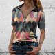 thumbnail image 2 of Gibobby Camisa&nbsp;Vaquera Solapa Tops Cremallera Camiseta Manga corta Moda Impreso Verano Mujer Cuello Blusa Mujer（Rojo， XXXL), 2 of 3
