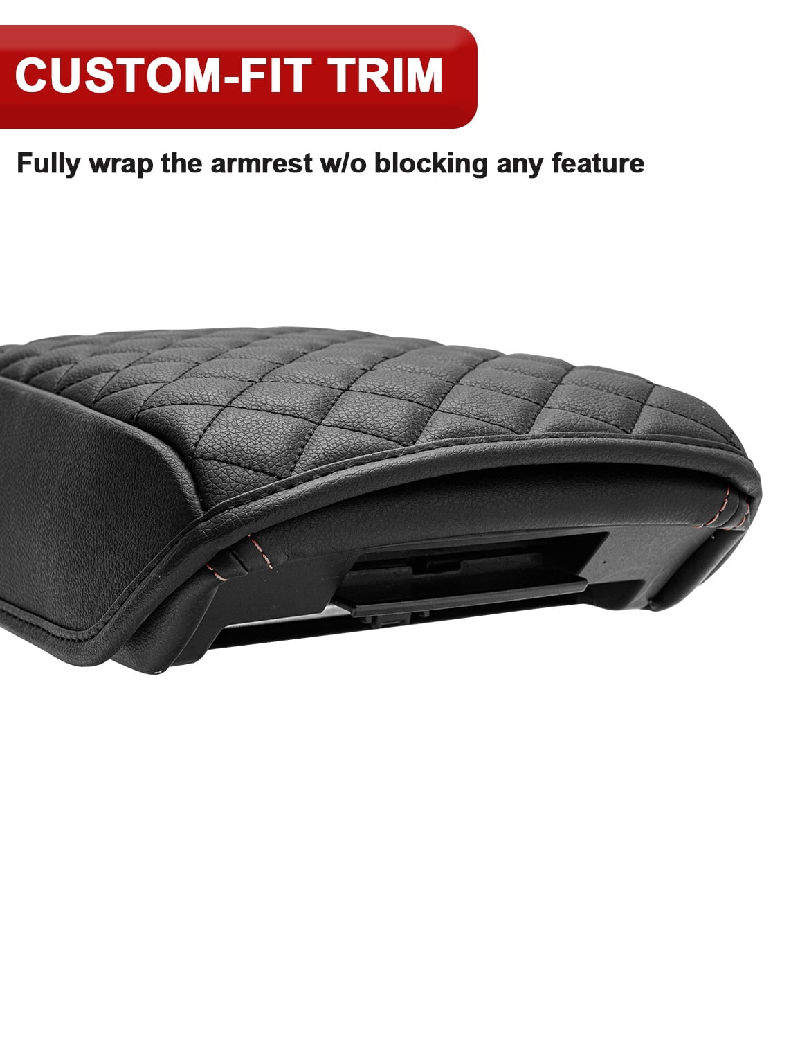 KBH Center Console Armrest Cover for Subaru Forester Accessories 2019-2025, Leather Middle Console Cover Cushion Pad for Car Interior, Black