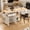 White, variant on JassmiPkwy 77.8 " Rolling Kitchen Island with Extendable Dining Table, with Wheels, Sided Storage Shelf, Black