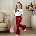 thumbnail image 2 of XIYON Girl Clothes Stylish Girls Casual Outfit With Bow Printed And Flared Pants 2 Piece Toddler For Play And Daily Wear 9-10 Years, 2 of 5