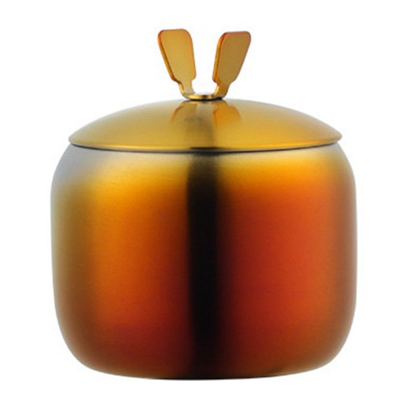 Pot à Condiments en Acier Inoxydable pour Cuisine Design Adorable Pot à Épices Sel Sucre Pot à Poivre avec Couvercle