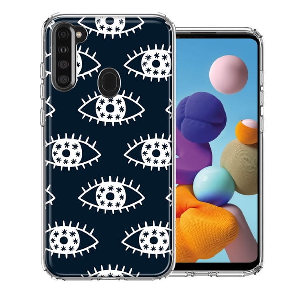 MUNDAZE For Samsung A21 Starry Evil Eyes Design Double Layer Phone Case Cover