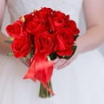 thumbnail image 4 of Zukuco 12 PCS Rose Artificial Flowers, Fake Roses Realistic Silk Roses with Single Stems, Faux Roses Bouquet for Wedding Centerpieces Halloween Party Home Table Decorations (Red), 4 of 5