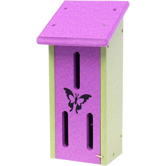 Amish-Made Butterfly House, Eco-Friendly Poly Lumber Purple/Lime Green