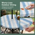 thumbnail image 5 of Round Outdoor Tablecloth with Umbrella Hole and Zipper, Blue Striped Tablecloth with Elastic Waterproof, Watercolor Abstract Vertical Stripes Ombre Patio Table Covers for 31" - 35" Pool Tables, 5 of 9