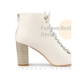 thumbnail image 3 of BLISSFUL STEP Women's Peep Toe Lace Up Block Heel Ankle Boots, 3 of 5