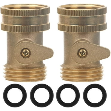 STYDDI Garden Hose Inline Shut Off Valve, Solid Brass Hose Shut-Off Ball Valve Connector Coupling, Hose Connector with ShutOff Valve, 2 Set with 4 Hose Washer