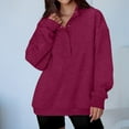 thumbnail image 6 of Lumtrix Sweatshirt for Women Oversized Casual Long Sleeve Button Henley Neck Pullover Tops Fall Winter Fashion Outfits Clothes Wine _AG07 XL, 6 of 8