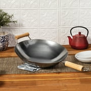 Joyce Chen Classic Series 14-Inch Round Bottom Carbon Steel Wok with Birch Handles