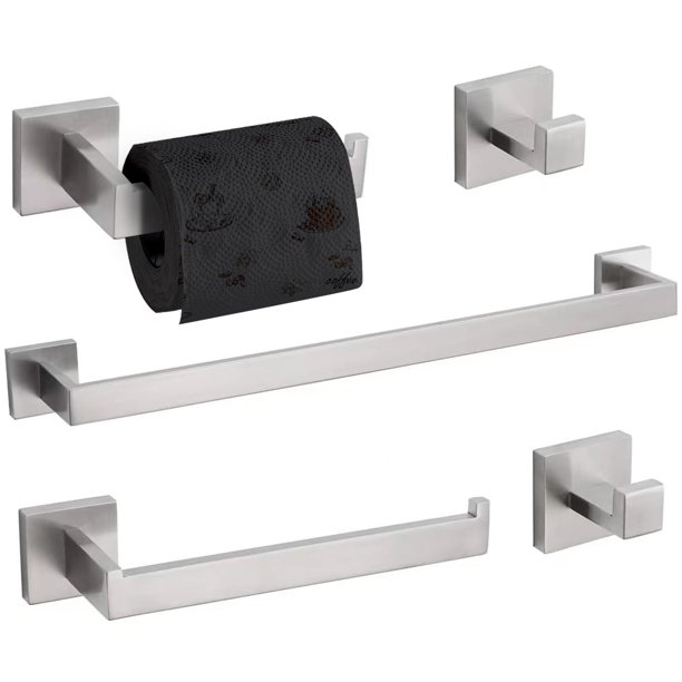 Turs Juego De Accesorios De Baño De 5 Piezas, Juego De Barra Para Toallas De Níquel Cepillado, Juegos De Soportes Para Toallas De Baño, Soporte Para Toallas De Mano, 2 Ganchos Para Toallas, Acero Inox
