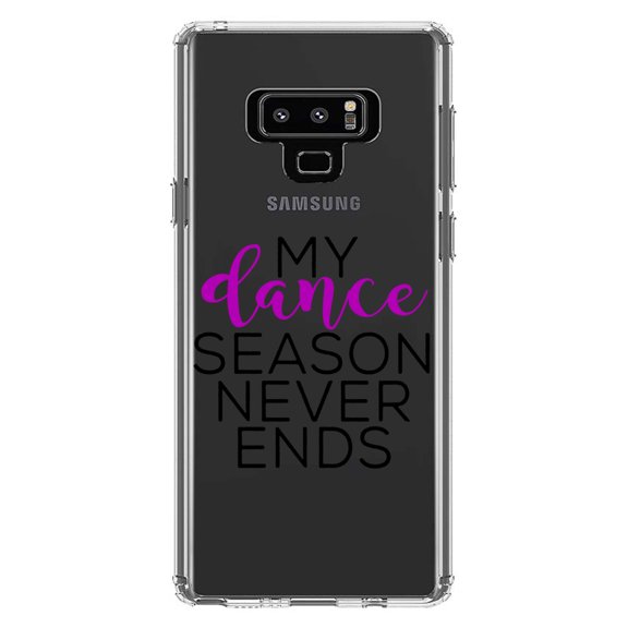 DistinctInk Clear Shockproof Hybrid Case for Samsung Galaxy Note 9 - TPU Bumper Acrylic Back Tempered Glass Screen Protector - My Dance Season Never Ends
