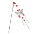thumbnail image 2 of Palillo de pelo Baoblaze con diseño de mariposa y borlas rojo, 2 of 8