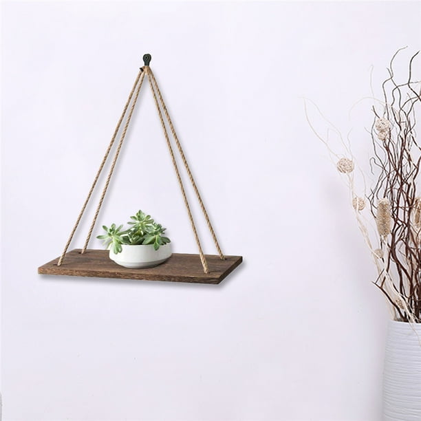 Jute Rope Floating Wall Hanging Shelves Wood Window Shelf Rustic