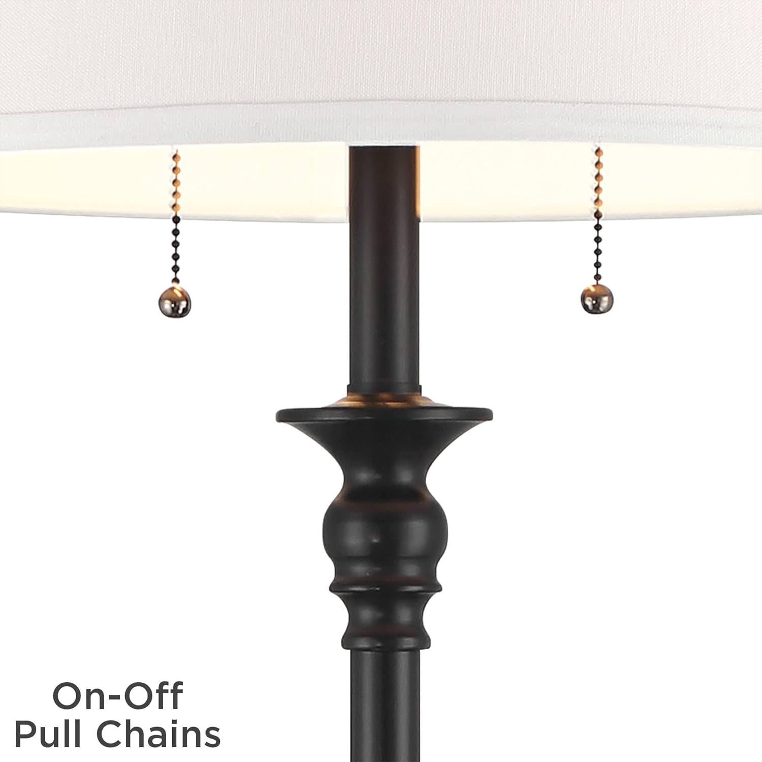 AINUO Spenser 58 Inch Satin Black Traditional Floor Lamp, Classic Tall Standing Lamp for Living Room Bedroom Home Office Decor