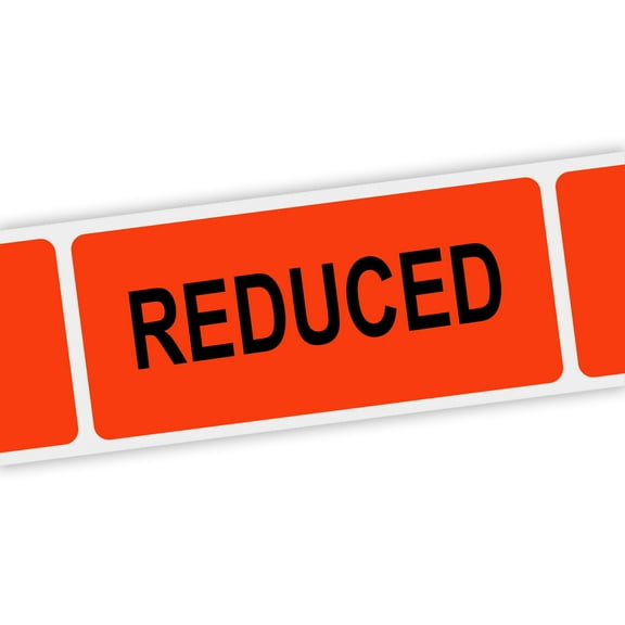 Specialty Printing Reduced Grabber Label Dayglo Red with Black Print, 1.375" x 3/4" | 1000/Roll