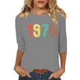 thumbnail image 2 of Uootdi Hauts pour Femmes Manches 3/4 Col Rond Imprimé Arc-en-Ciel Rétro 1976 Coupe Décontractée T-Shirts Nostalgiques d'Été Cadeau, 2 of 4