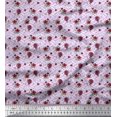 thumbnail image 1 of Soimoi Tissu Crêpe polyester Violet Labyrinthe & Roses Imprimés Floraux au Mètre 42 Pouces de Large, 1 of 6